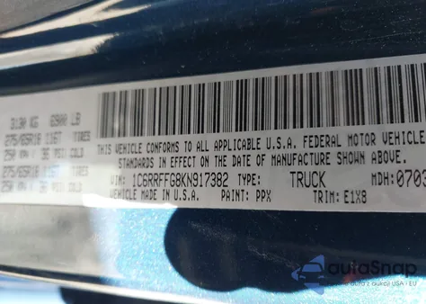 2019 Ram 1500 Big Horn/Lone Star 4X4 5'7 Box from USA, damaged, VIN 1C6RRFFG8KN917382